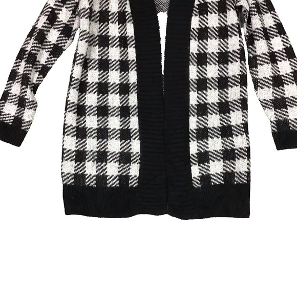 BP Women’s Cardigan L Black White Buffalo Check Plaid Open Front Sweater NWT - Picture 7 of 9